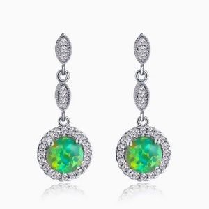 Gorgeous Green Round Moonstone Wedding Earrings for Women